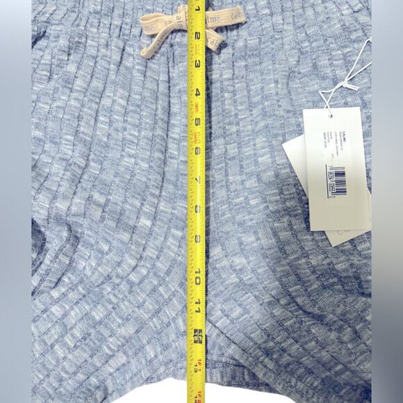 Calme x Johnny Was Women’s Cozy Wide Leg Pant Blue Ribbed Pockets Tie Waist M - Picture 5 of 7